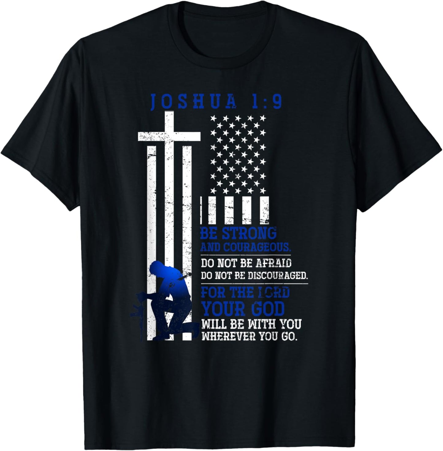 Holy Bible Verse US Flag American Christian Gift Prayer T-Shirt - T-Shirt | Black