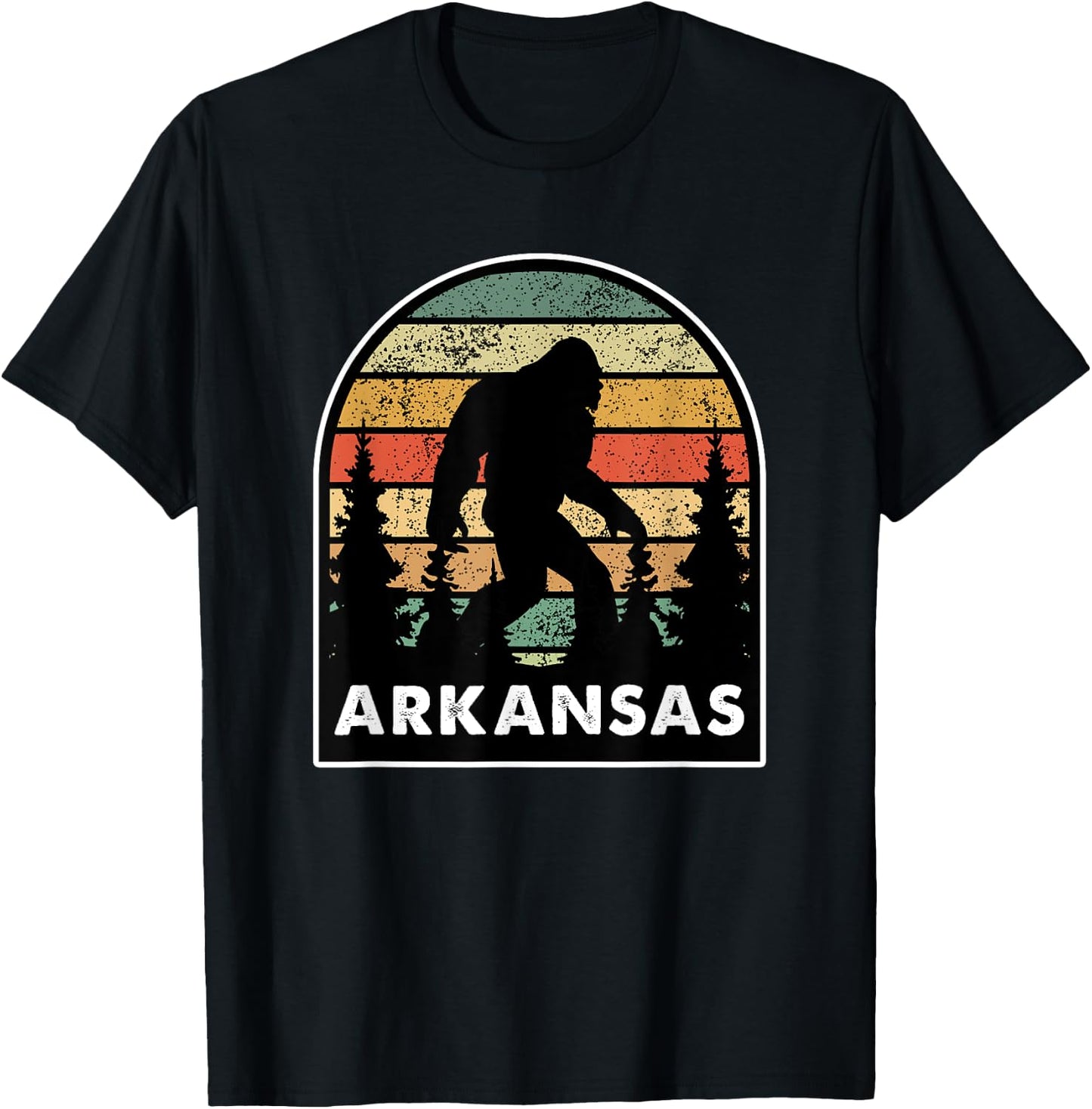 Arkansas and a Bigfoot, or a Sasquatch T-Shirt - T-Shirt | Black