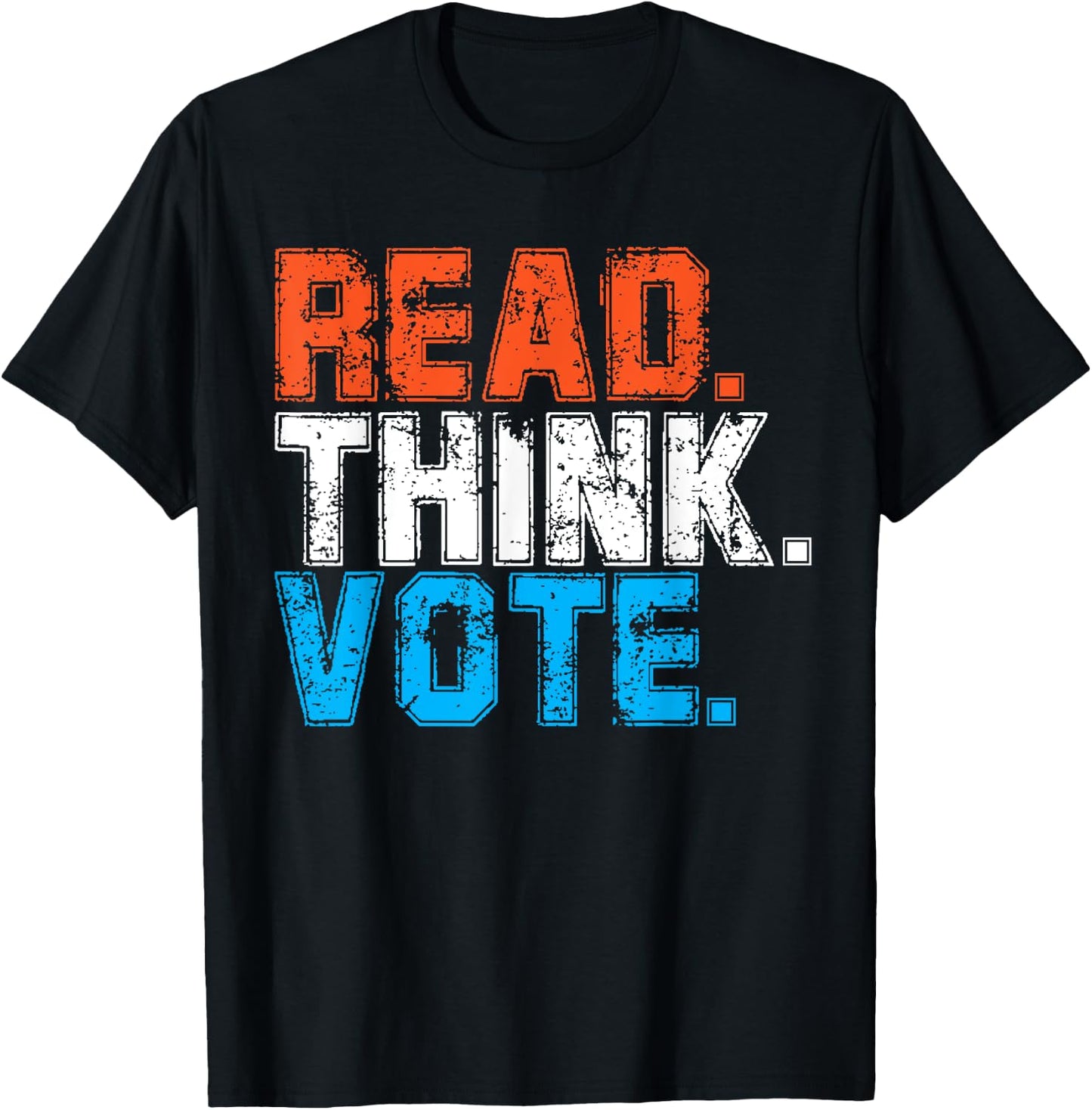 Read Think Vote Black -Adults Small Classic Fit Short Sleeve Classic Style Imported Polyester 100% T-Shirt - T-Shirt | Black