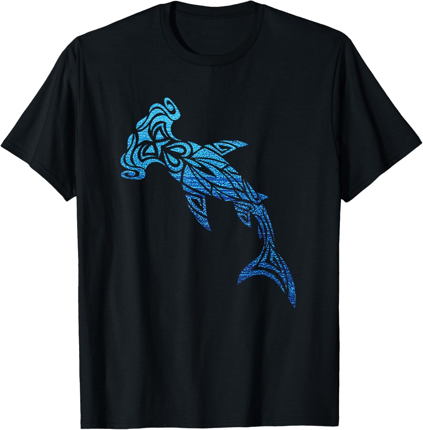 Hammerhead Shark Hawaiian Polynesian Tribal Tattoo Vacation T-Shirt - T-Shirt | Black