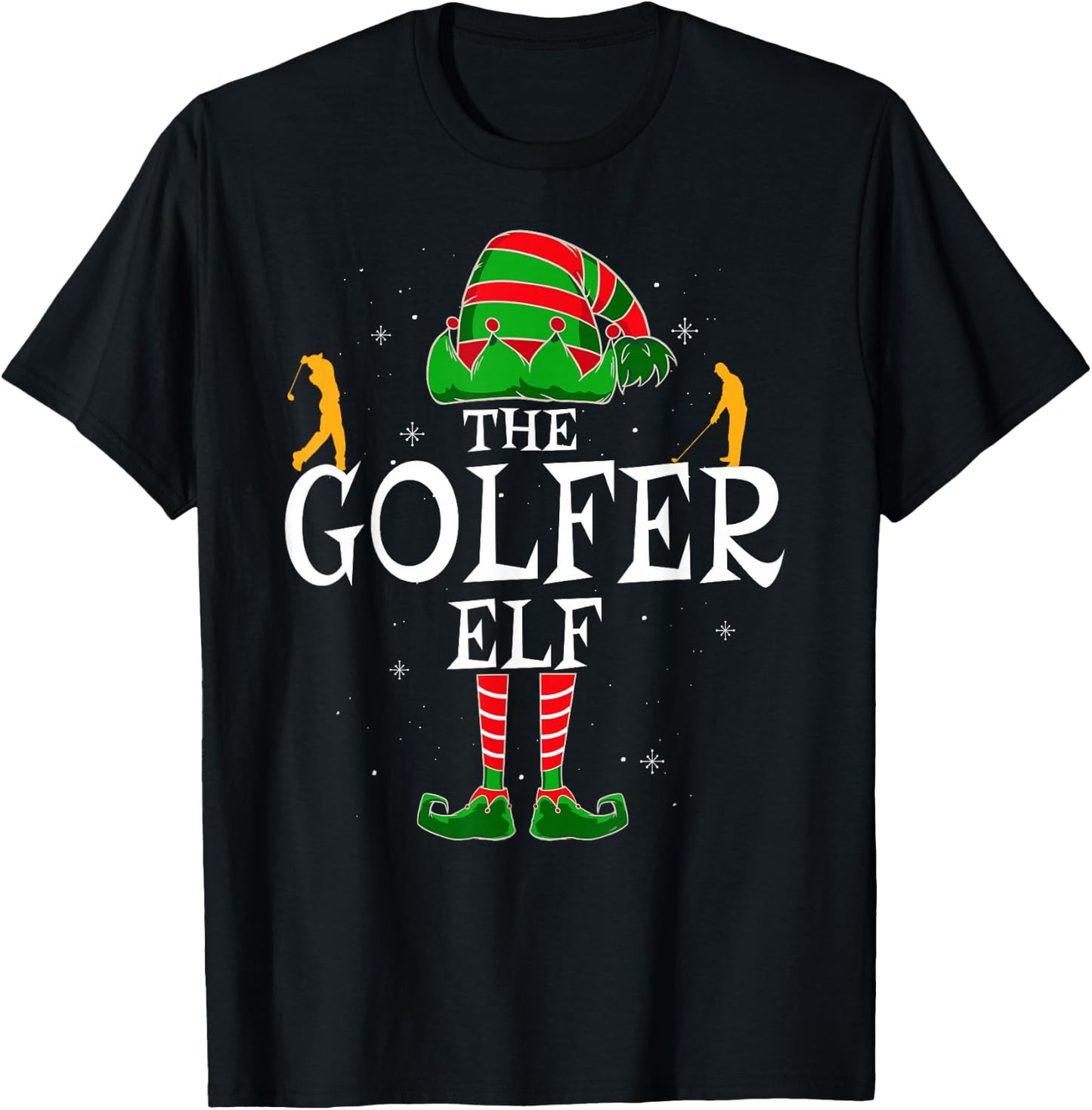 The Golfer Elf Group Matching Family Christmas Golf Funny T-Shirt - T-Shirt | Black