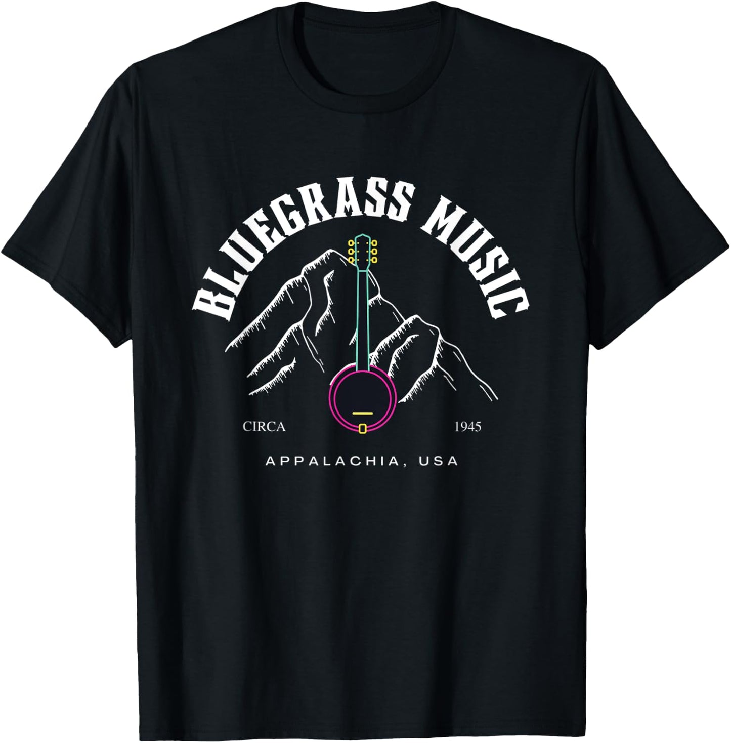 Bluegrass Appalachian Mountains Banjo Fiddle Picking Country T-Shirt - T-Shirt | Black