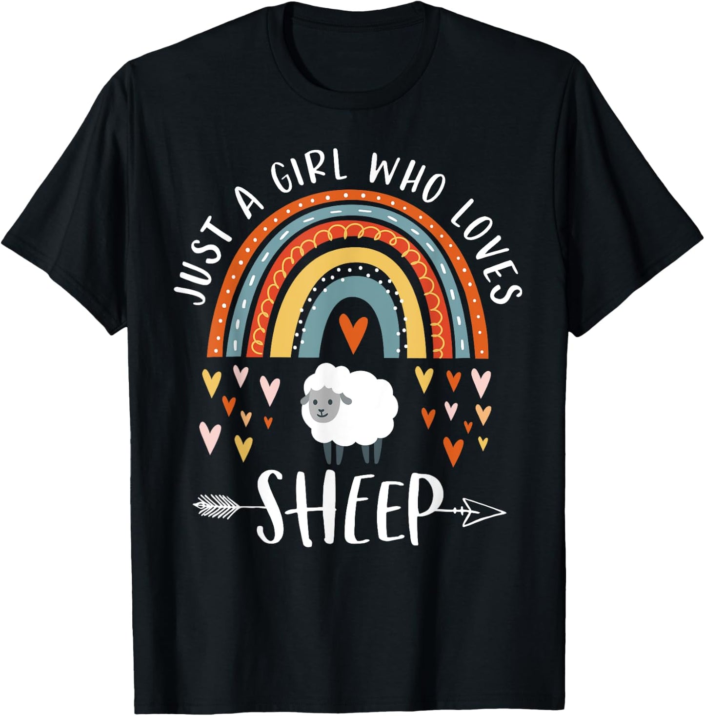 Just A Girl Who Loves Sheep Rainbow Gifts For Lamb Lover T-Shirt - T-Shirt | Black