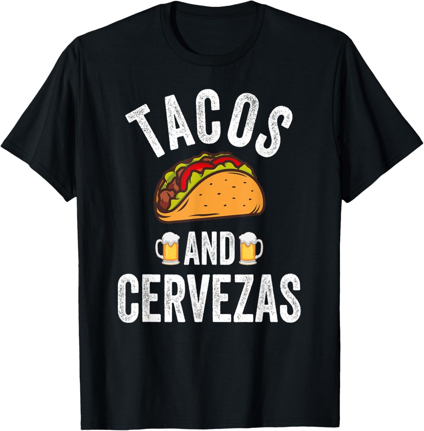 Tacos And Cervezas Shirt Funny Cinco De Mayo Mexican Party T-Shirt - T-Shirt | Black