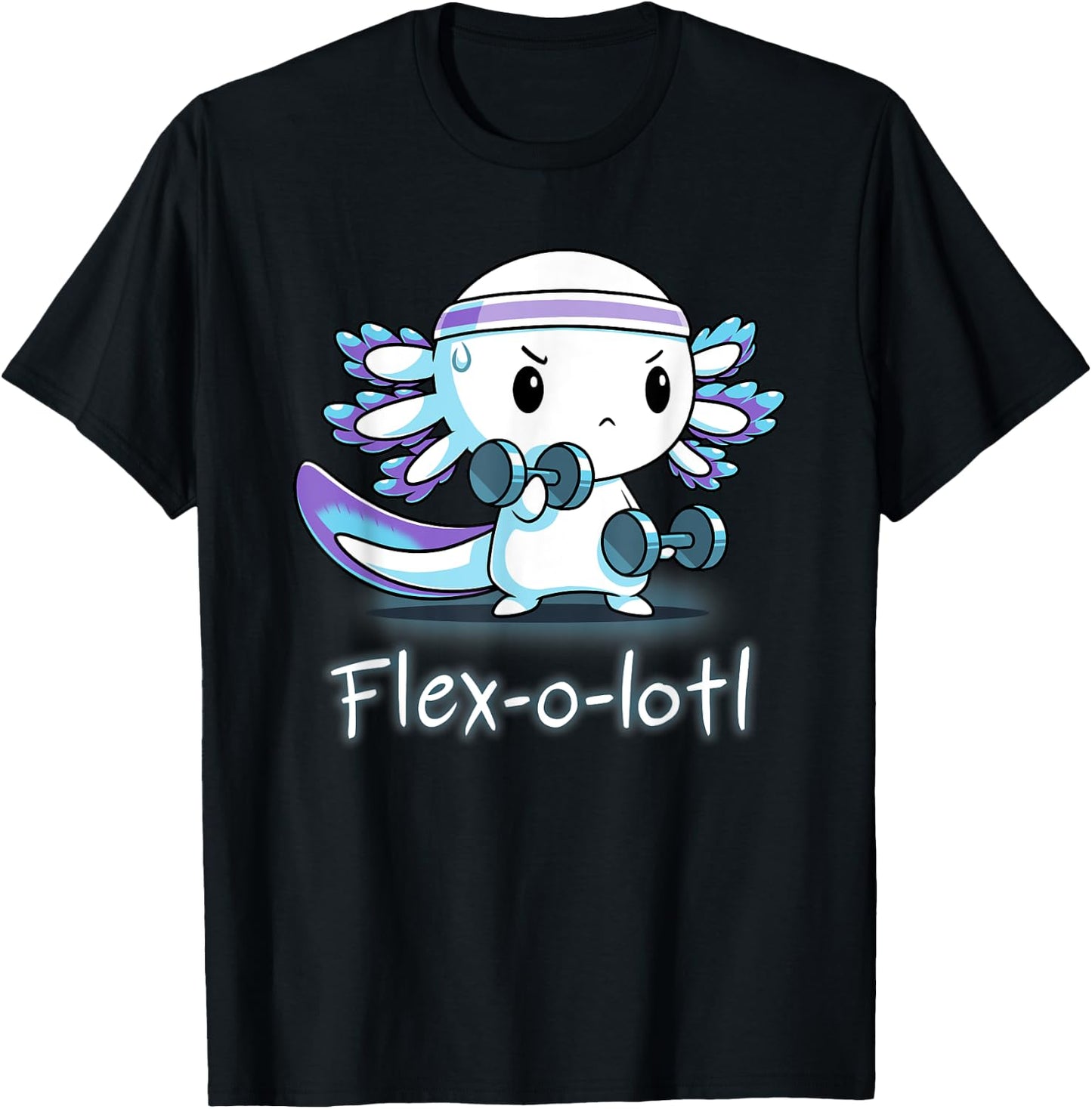 Flex-O-Lotl Weightlifting Axolotl Gym Work Out Fift T-Shirt - T-Shirt | Black