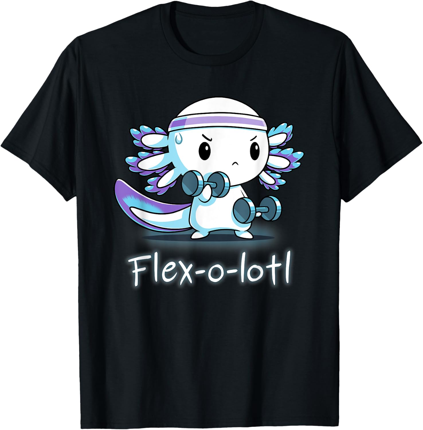 Flex-O-Lotl Weightlifting Axolotl Gym Work Out Fift T-Shirt - T-Shirt | Black