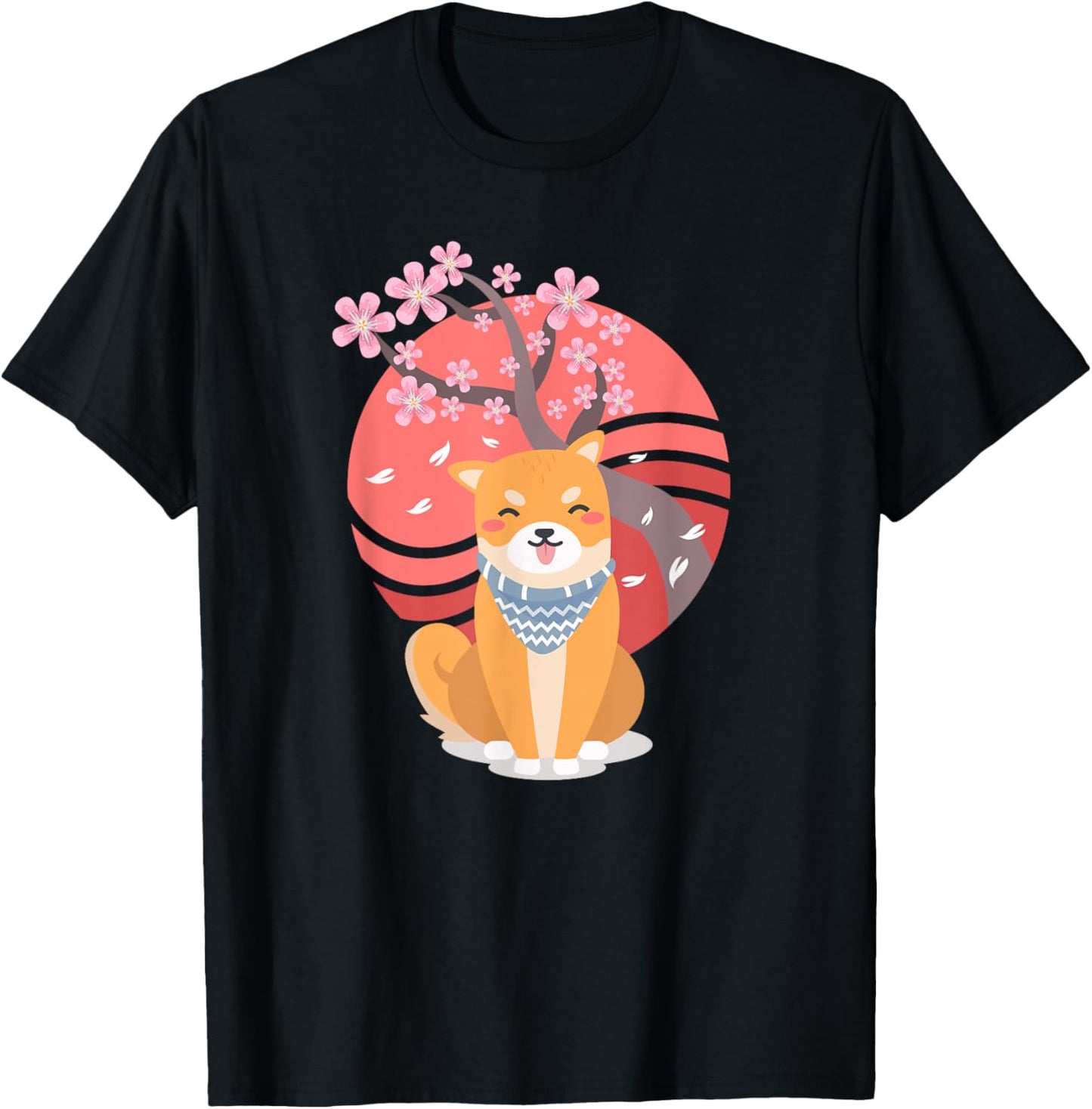Funny Shiba Inu Cherry Blossoms Cute Japanese Dog Lover Gift T-Shirt - T-Shirt | Black