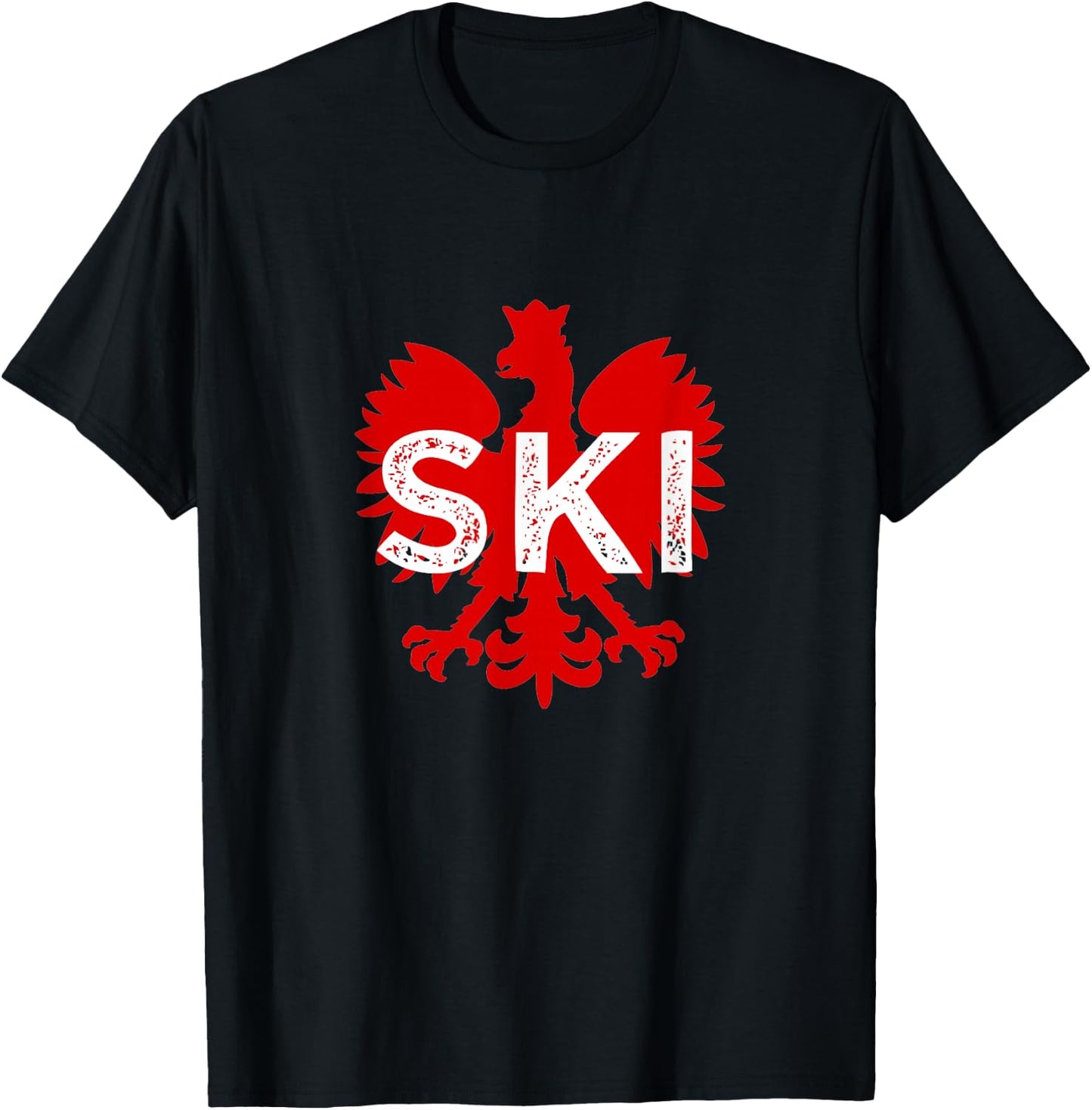 SKI Polish Surnames Ending Dyngus Day Polish Eagle Polska T-Shirt - T-Shirt | Black