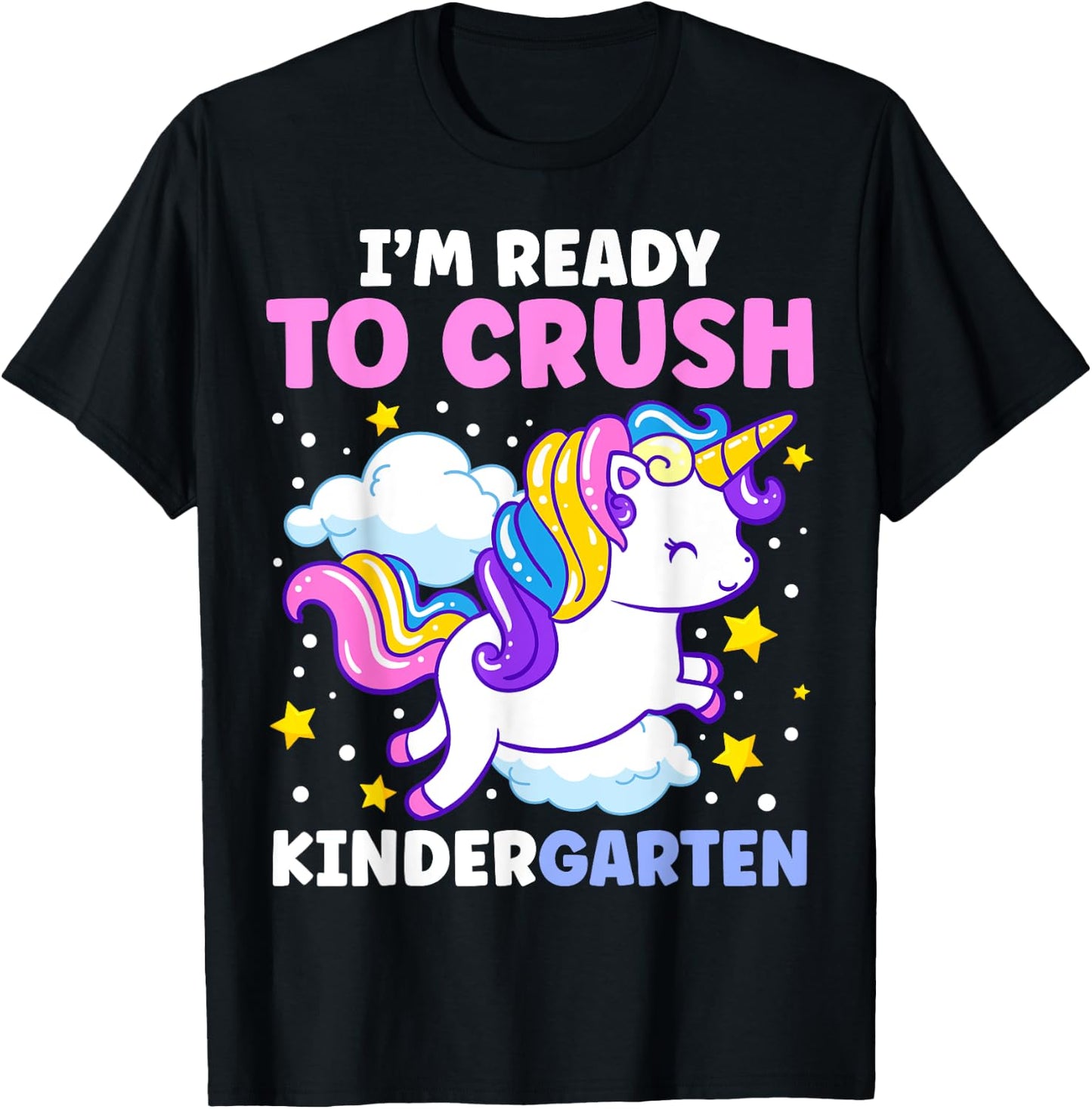 First Day of Kindergarten Unicorn Girls Back to School T-Shirt - T-Shirt | Black