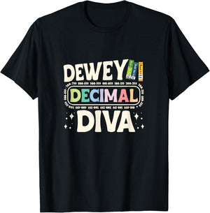 Library Assistant Librarian Assistant Dewey Decimal Diva T-Shirt - T-Shirt | Black