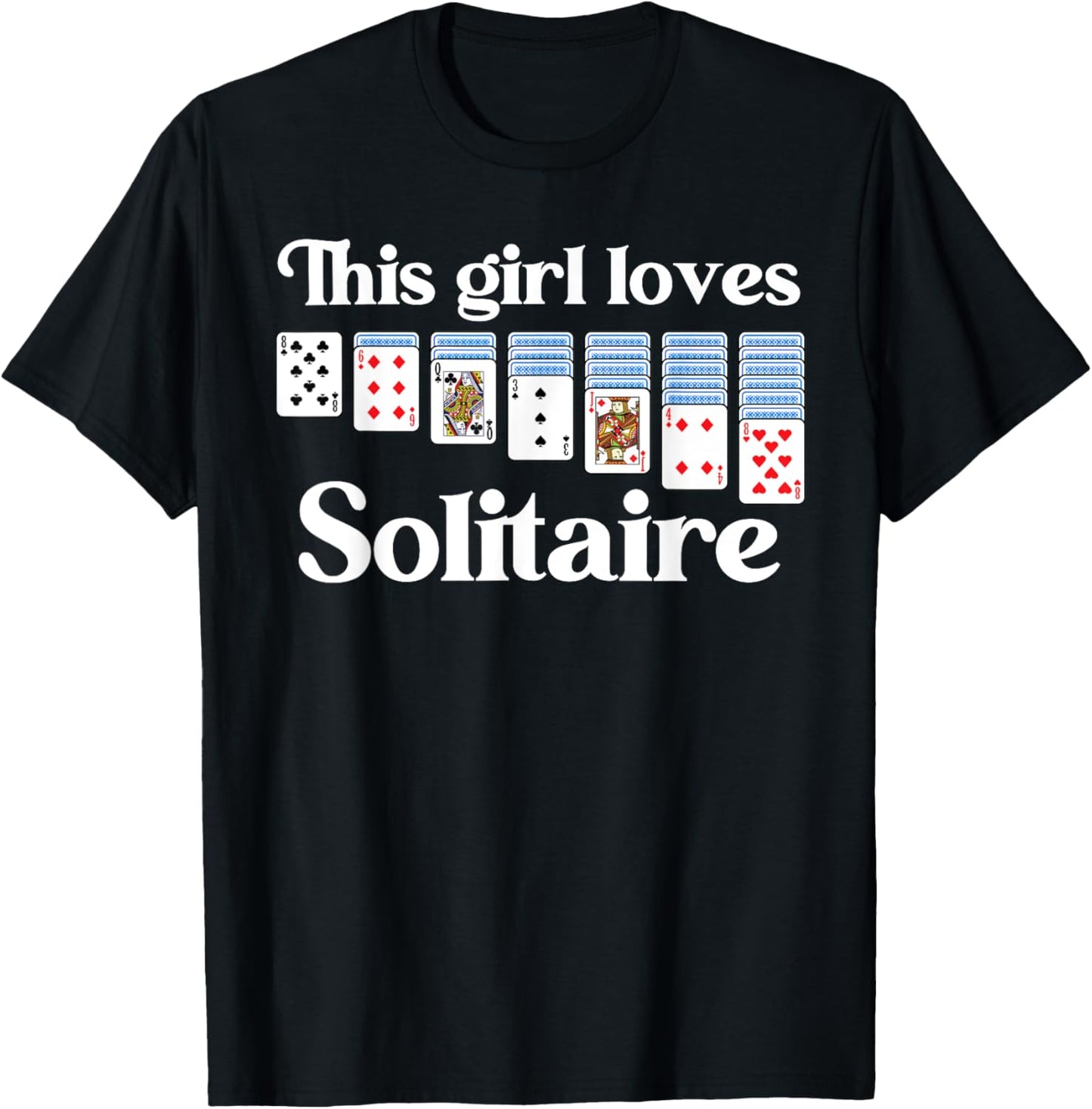 Solitaire Gift Girl Kids Card Game Player Solitaire Game T-Shirt - T-Shirt | Black