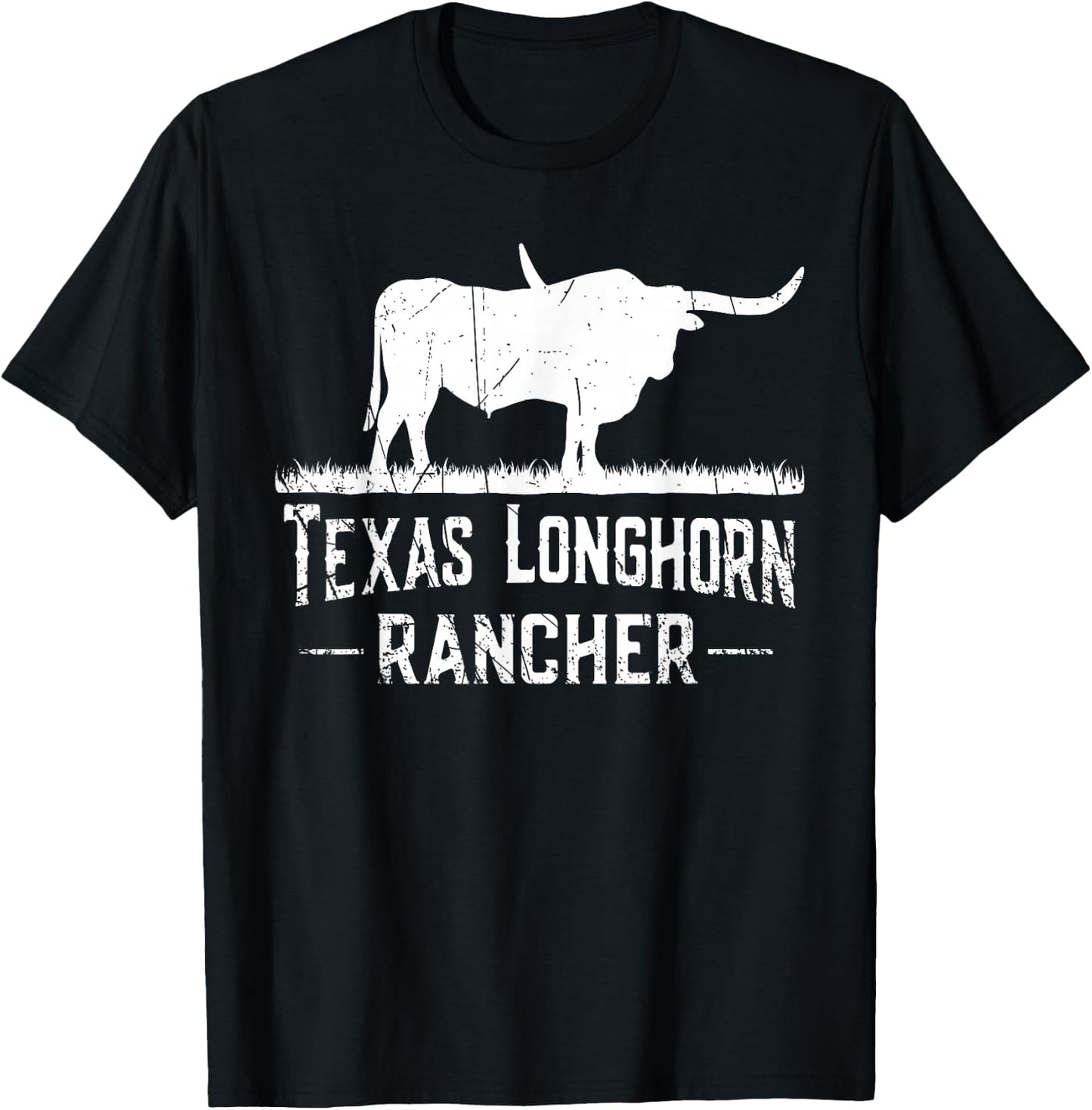 Texas Longhorn Rancher - Longhorn Cow For Cattle Farmer T-Shirt - T-Shirt | Black