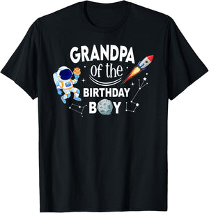 Grandpa of The Birthday Boy Space Astronaut Birthday Family T-Shirt - T-Shirt | Black