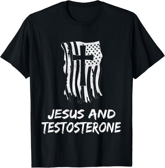 Jesus And Testosterone. Christian Testosterone Therapist T-Shirt - T-Shirt | Black