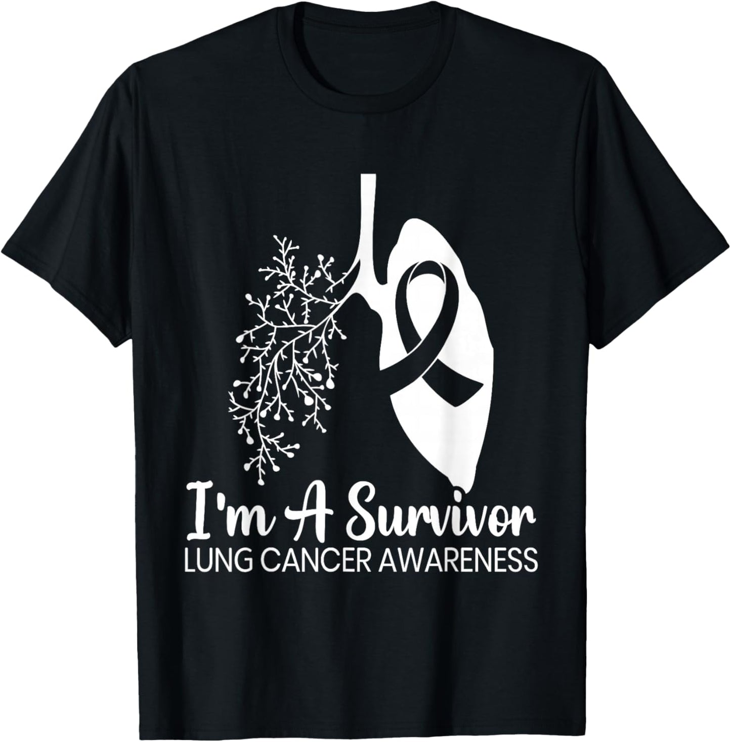 I'm A Survivor Lung Cancer Awareness Month White Ribbon T-Shirt - T-Shirt | Black