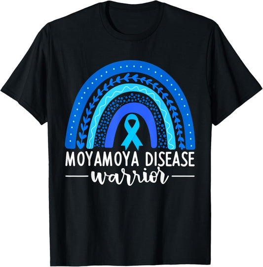 Moyamoya Awareness Shirt Blue Rainbow Boho Moyamoya Warrior T-Shirt - T-Shirt | Black