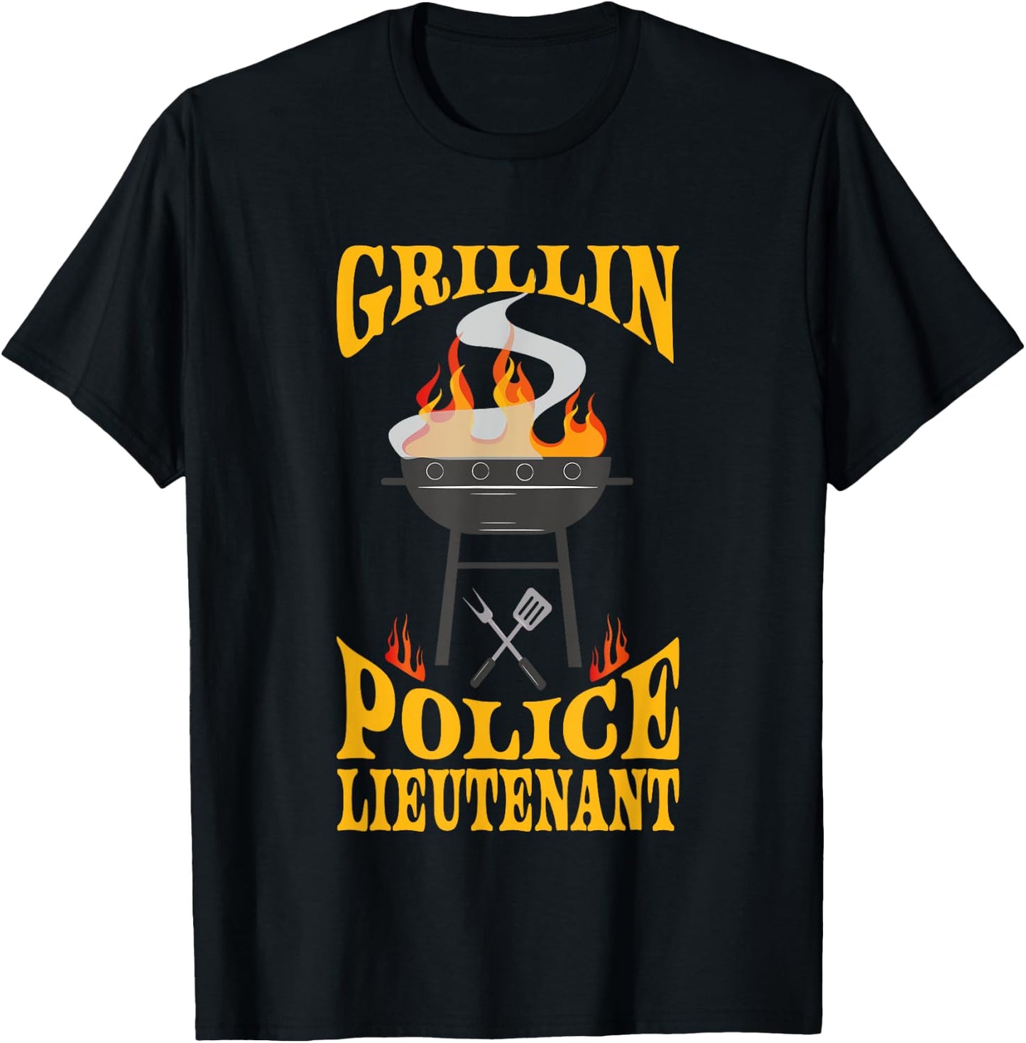 Police Lieutenant BBQ Grill Smoker & Barbecue Chef T-Shirt - T-Shirt | Black