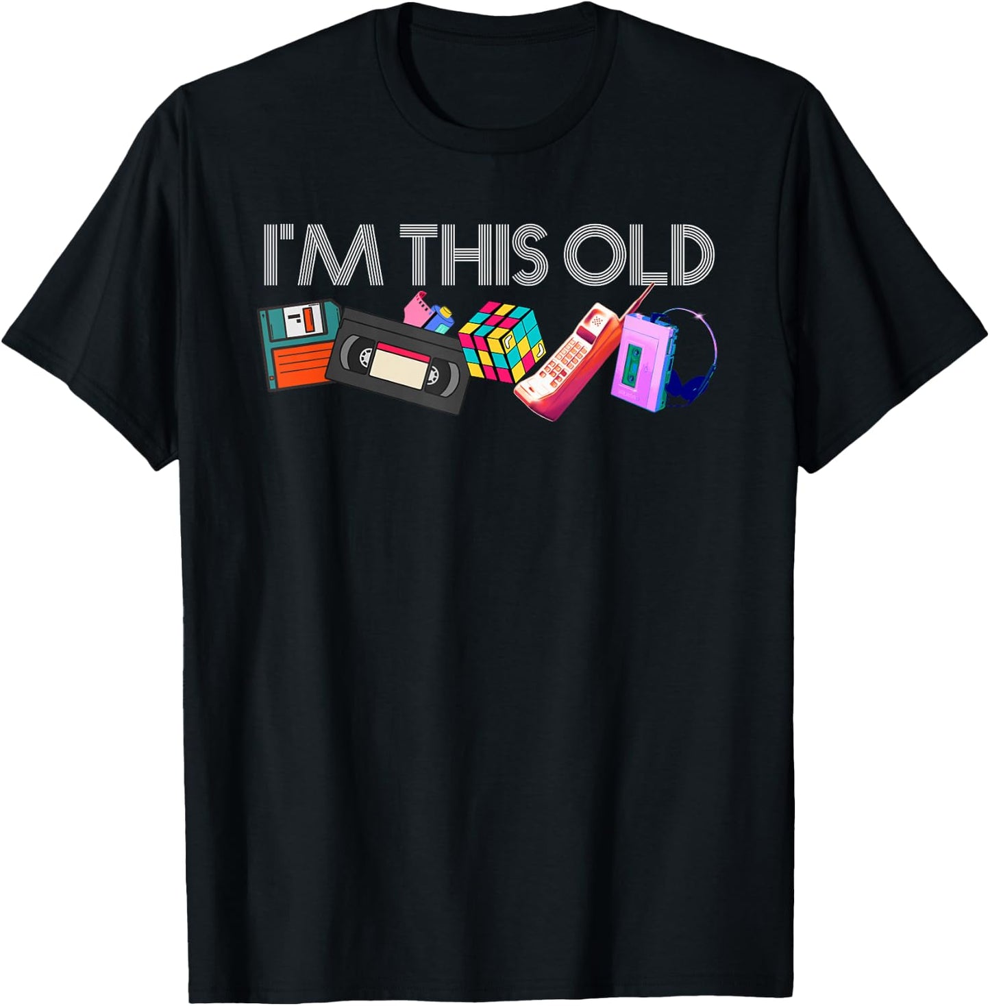 Remember the 80s I'm This Old 80s Technology Icons 1980s Birthday , Black T-Shirt - T-Shirt | Black