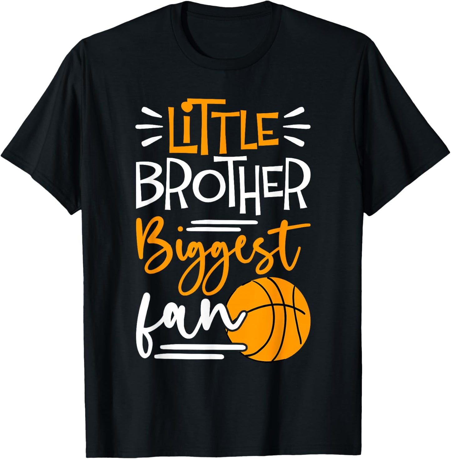 Little Brother Biggest Fan Basketball, Basketball Boys T-Shirt - T-Shirt | Black