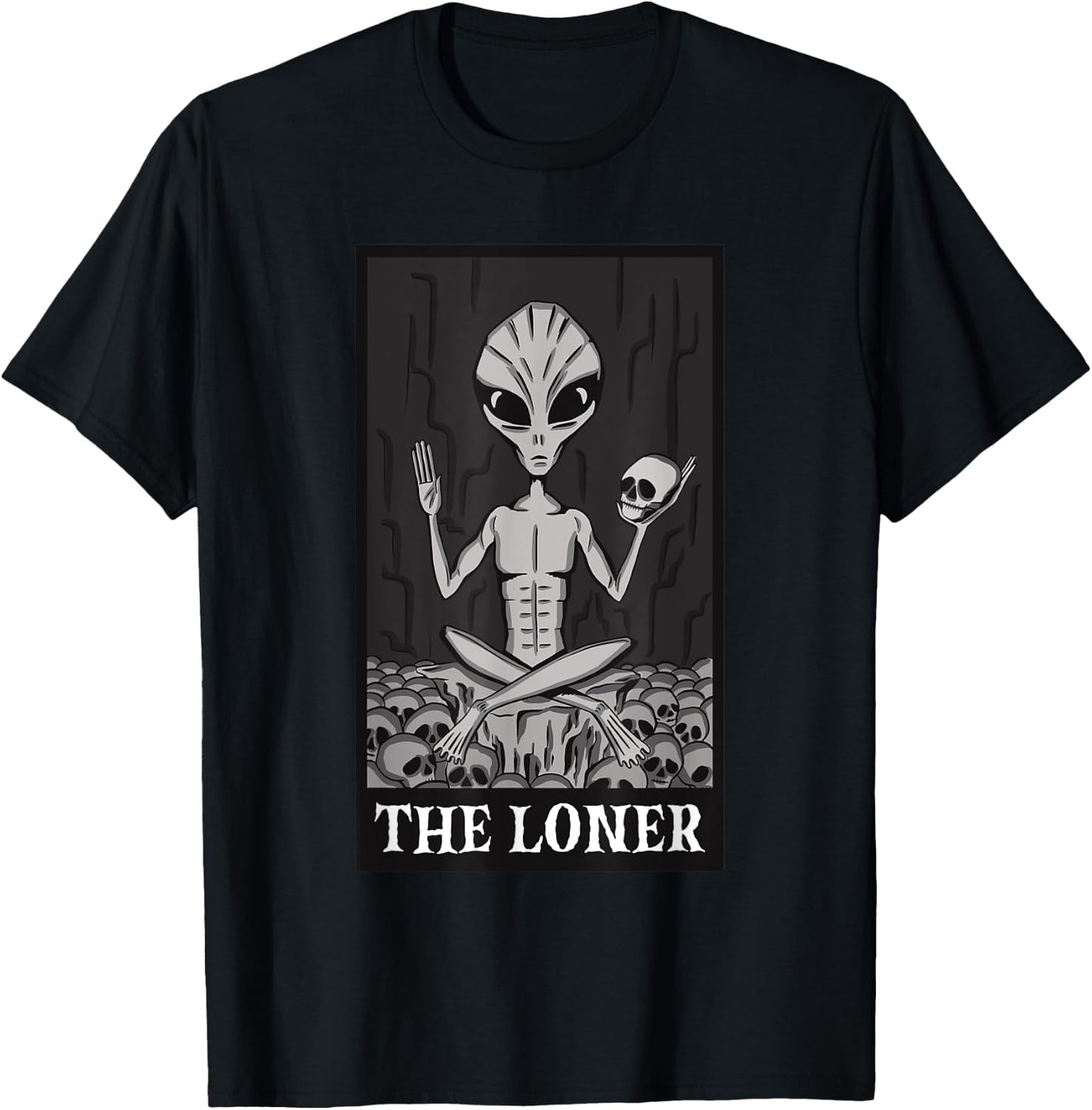 The Loner Lazy Halloween Costume Funny Alien Skeleton Skull T-Shirt - T-Shirt | Black