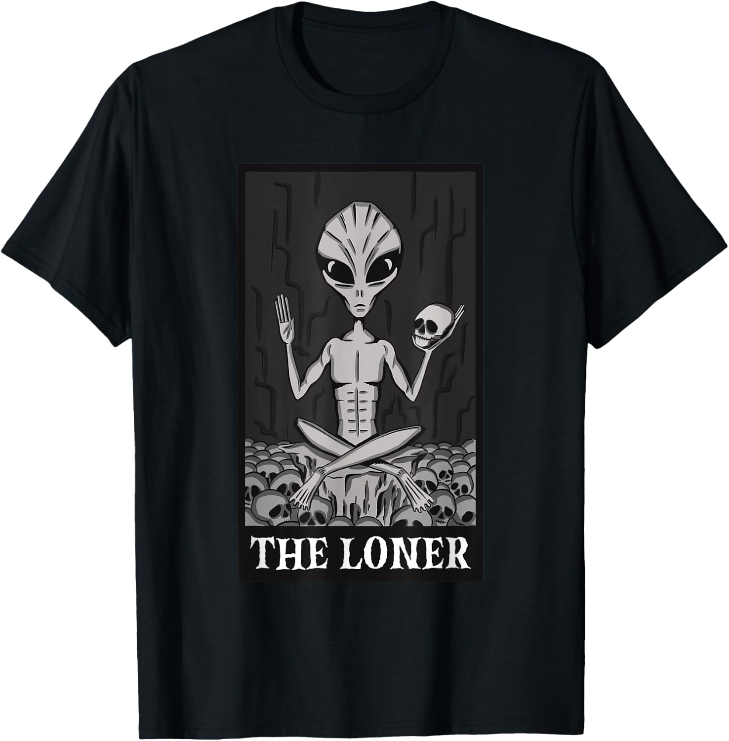 The Loner Lazy Halloween Costume Funny Alien Skeleton Skull T-Shirt - T-Shirt | Black