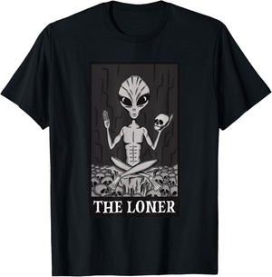 The Loner Lazy Halloween Costume Funny Alien Skeleton Skull T-Shirt - T-Shirt | Black