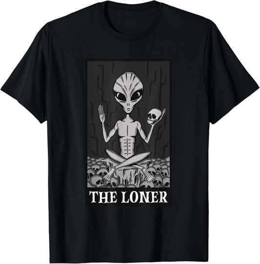 The Loner Lazy Halloween Costume Funny Alien Skeleton Skull T-Shirt - T-Shirt | Black