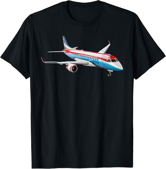 Aviation Airplane Collection ERJ 175 Embraer Aviation Airplane - Men's -Adults Black Small Classic Fit Short Sleeve T-Shirt - T-Shirt | Black