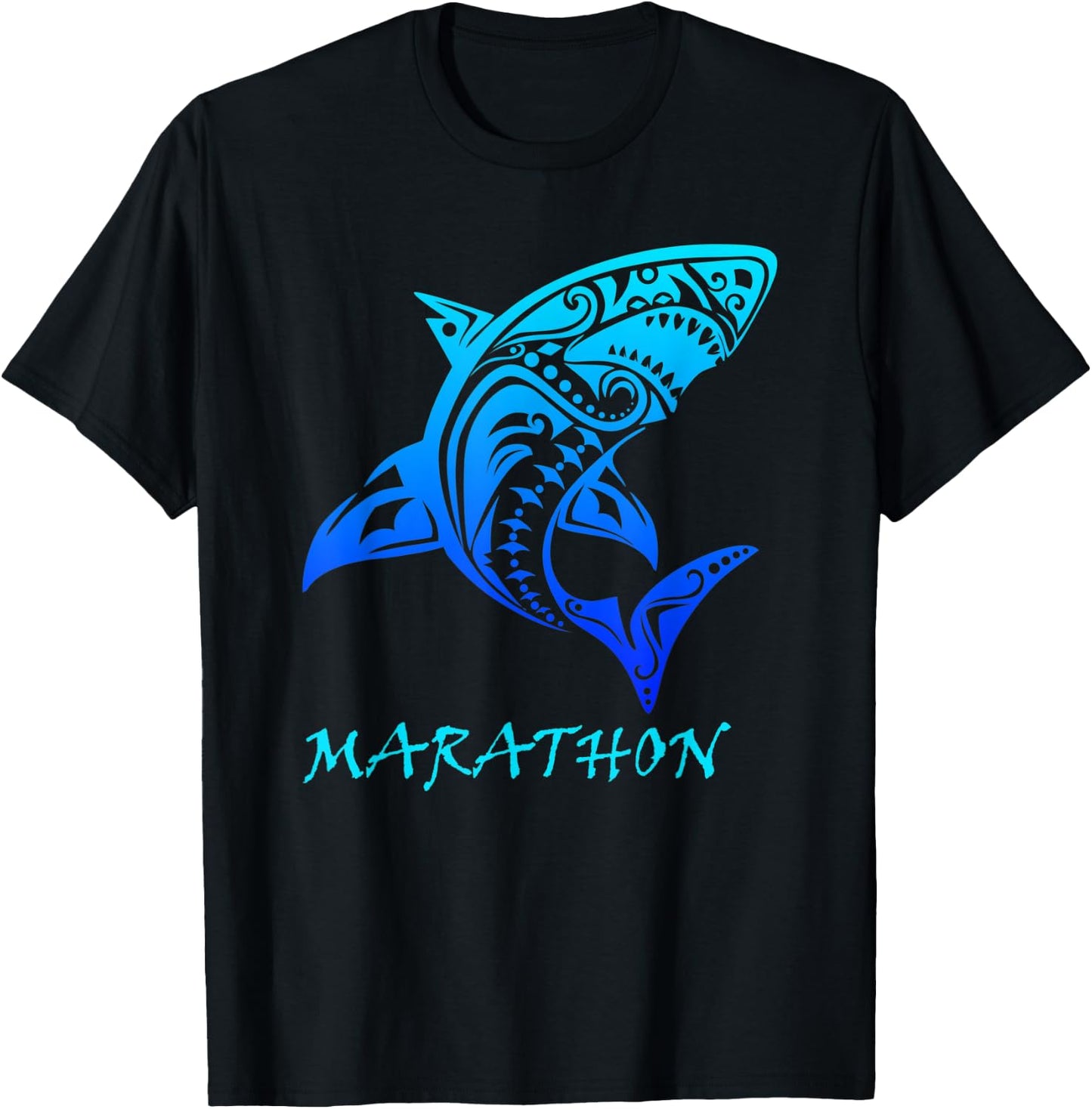 Marathon, Florida Keys Vintage Retro Tribal Shark Vacation T-Shirt - T-Shirt | Black