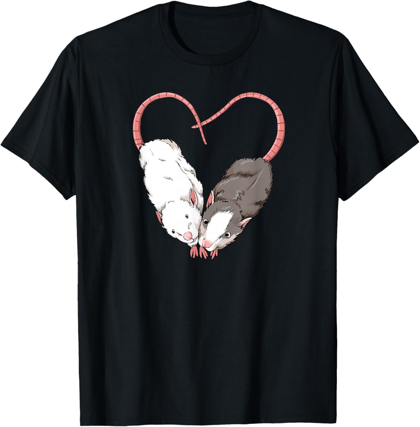 Funny Cute Small Rodent Pet Happy Heart Love Rat Lovers T-Shirt - T-Shirt | Black