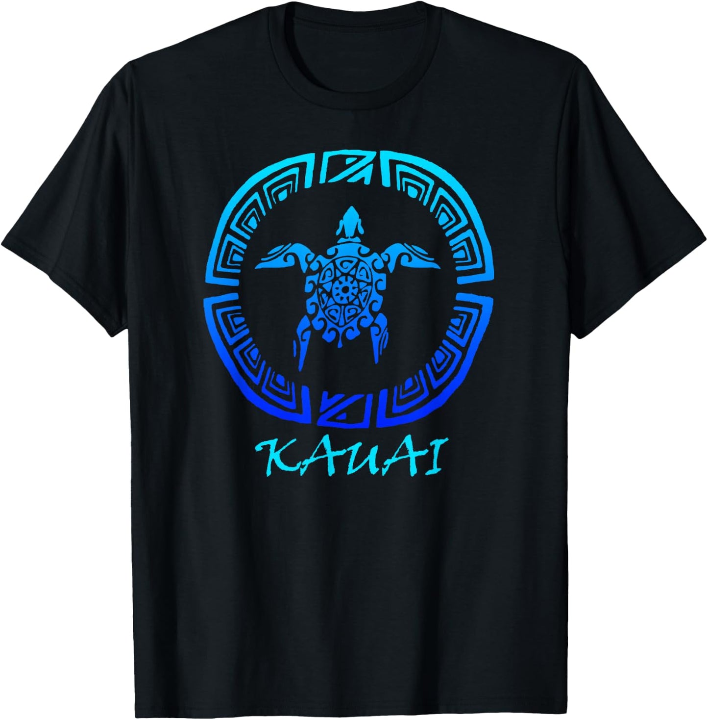 Kauai, Hawaii Vintage Retro Tribal Turtle Vacation T-Shirt - T-Shirt | Black