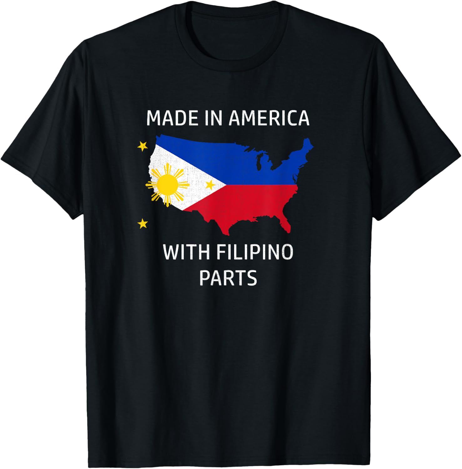 Made in America with Filipino Parts - Philippines and USA T-Shirt - T-Shirt | Black