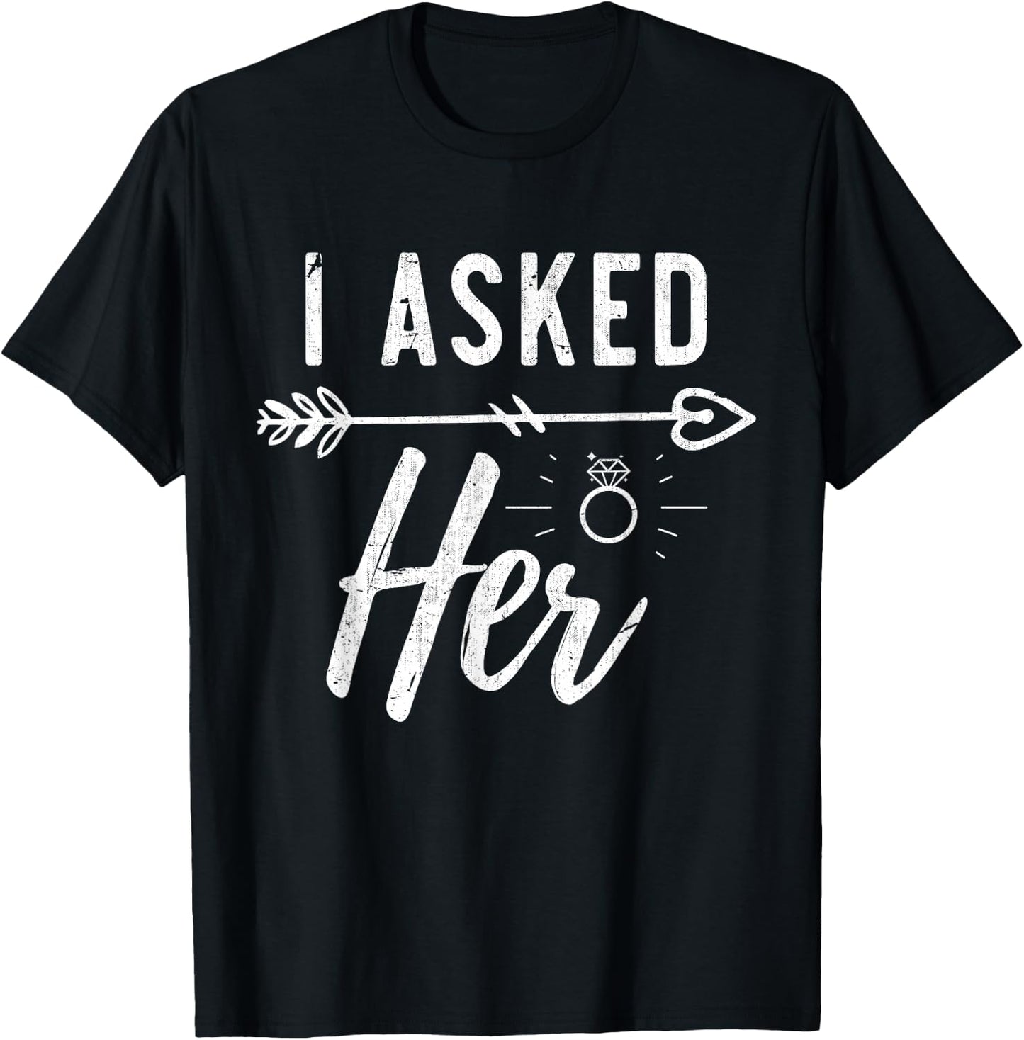 Engaged Couple Wedding Engagement Gift -Adults Black Modern Lace Engagement T-Shirt - T-Shirt | Black