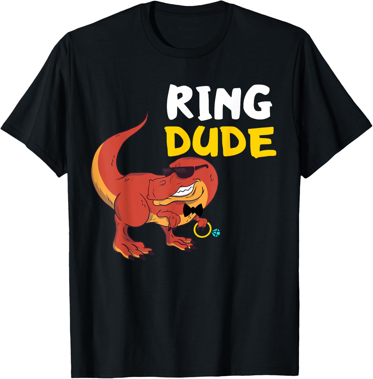 Ring Bearer Ring Dude Dino Wedding Party Wedding Party T-Shirt - T-Shirt | Black