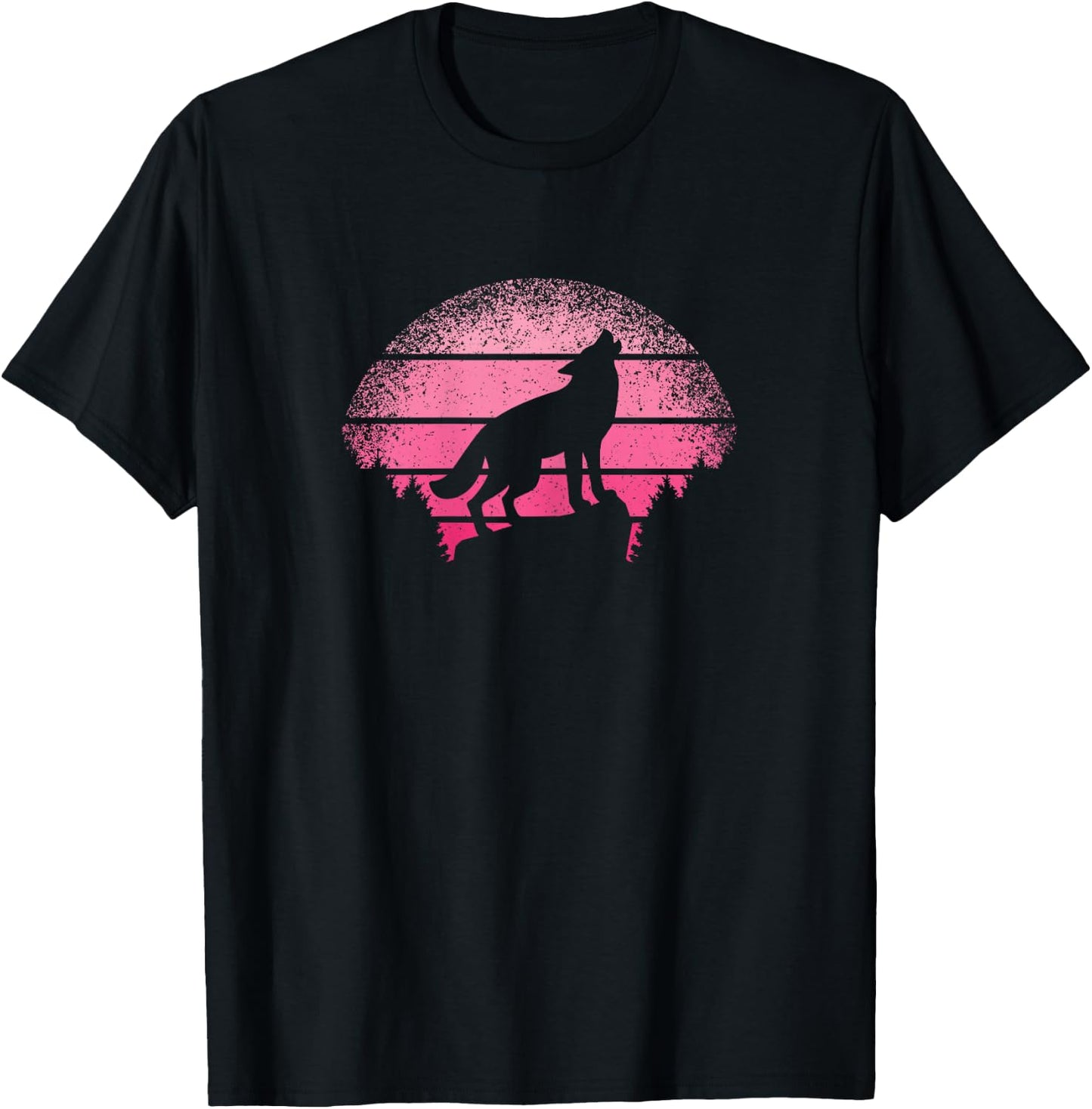 Wolf Wildlife Animal Wilderness Cute Retro Wolf Girls Women T-Shirt - T-Shirt | Black