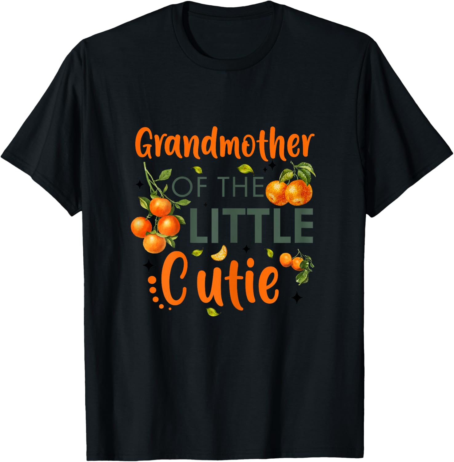 Grandmother Of The Little Cutie Orange 1st Birthday Party T-Shirt - T-Shirt | Black