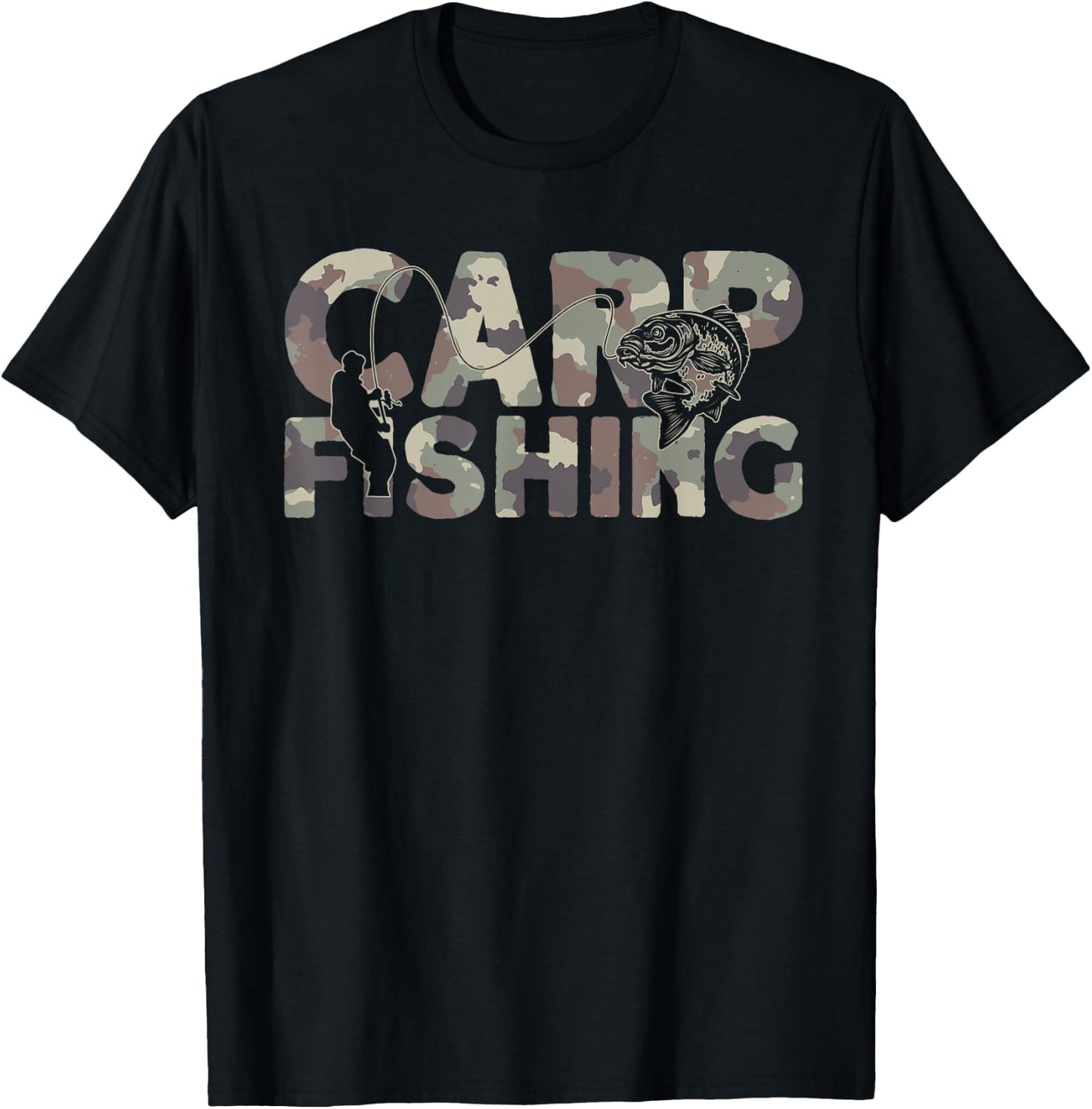 Carp Fisherman Camouflage Carp Fishing T-Shirt - T-Shirt | Black
