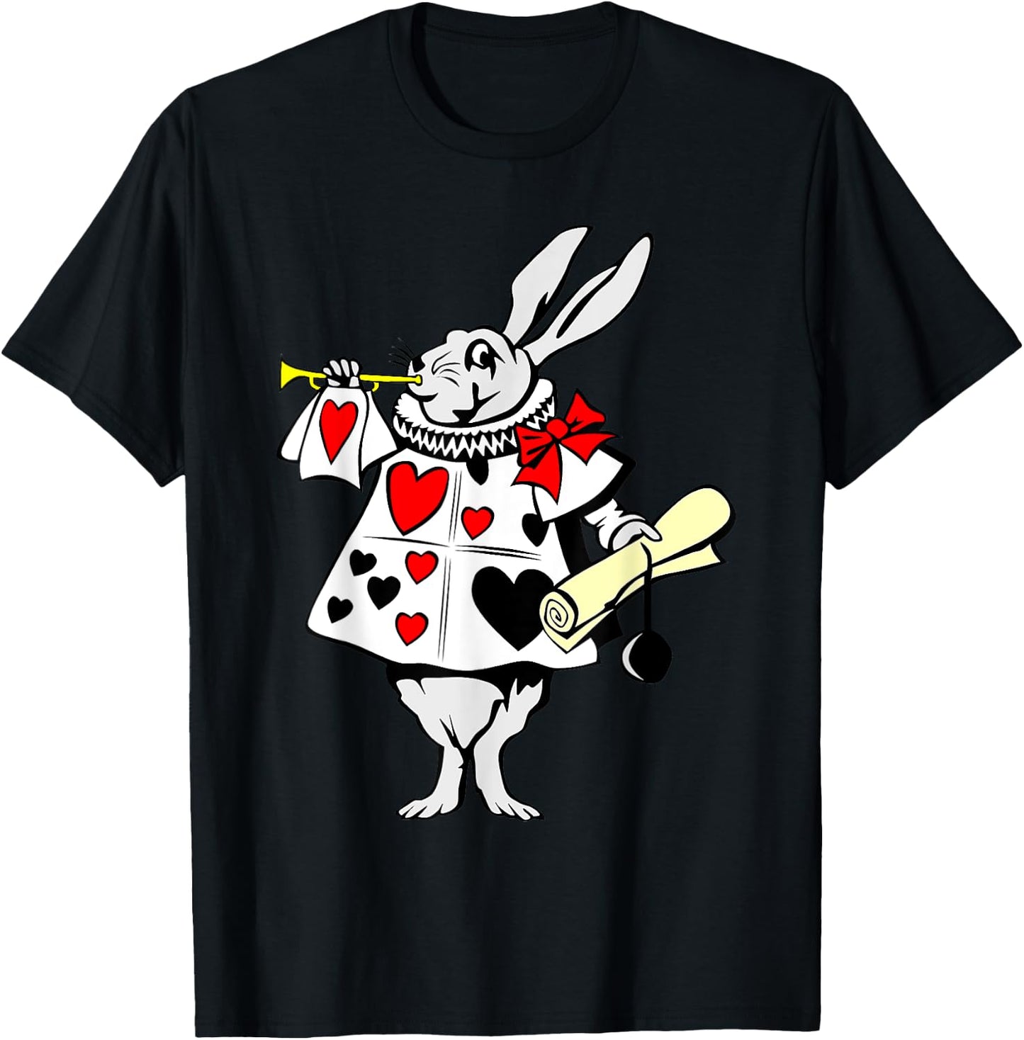 Alice in Wonderland Rabbit easter bunny playing music T-Shirt - T-Shirt | Black