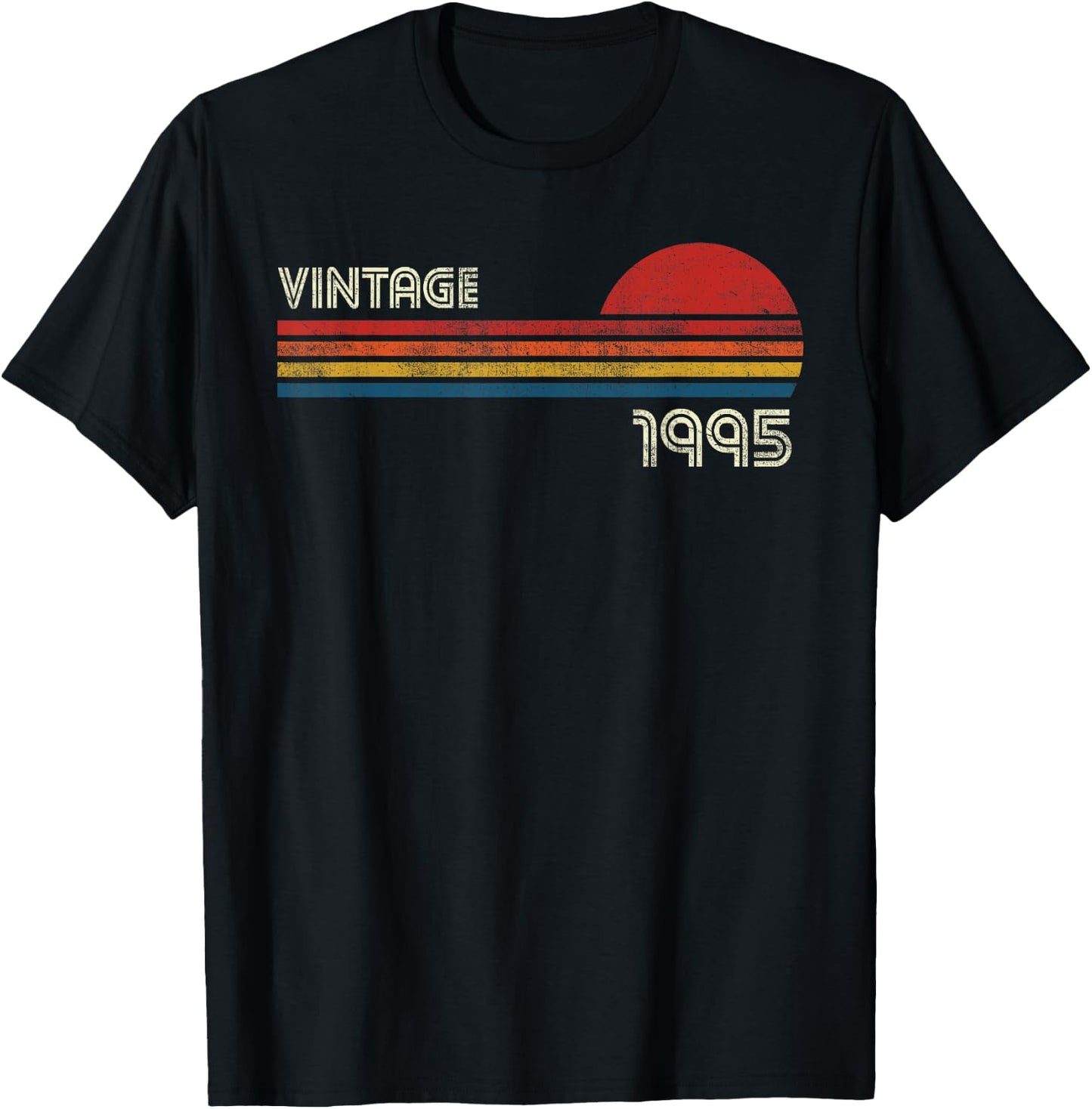 Vintage 1995 Chest Stripe 27 Birthday T-Shirt - T-Shirt | Black