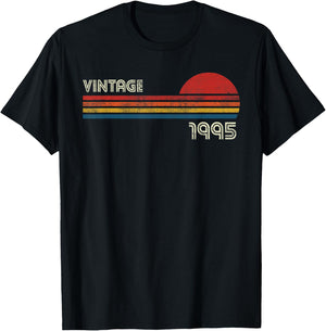 Vintage 1995 Chest Stripe 27 Birthday T-Shirt - T-Shirt | Black
