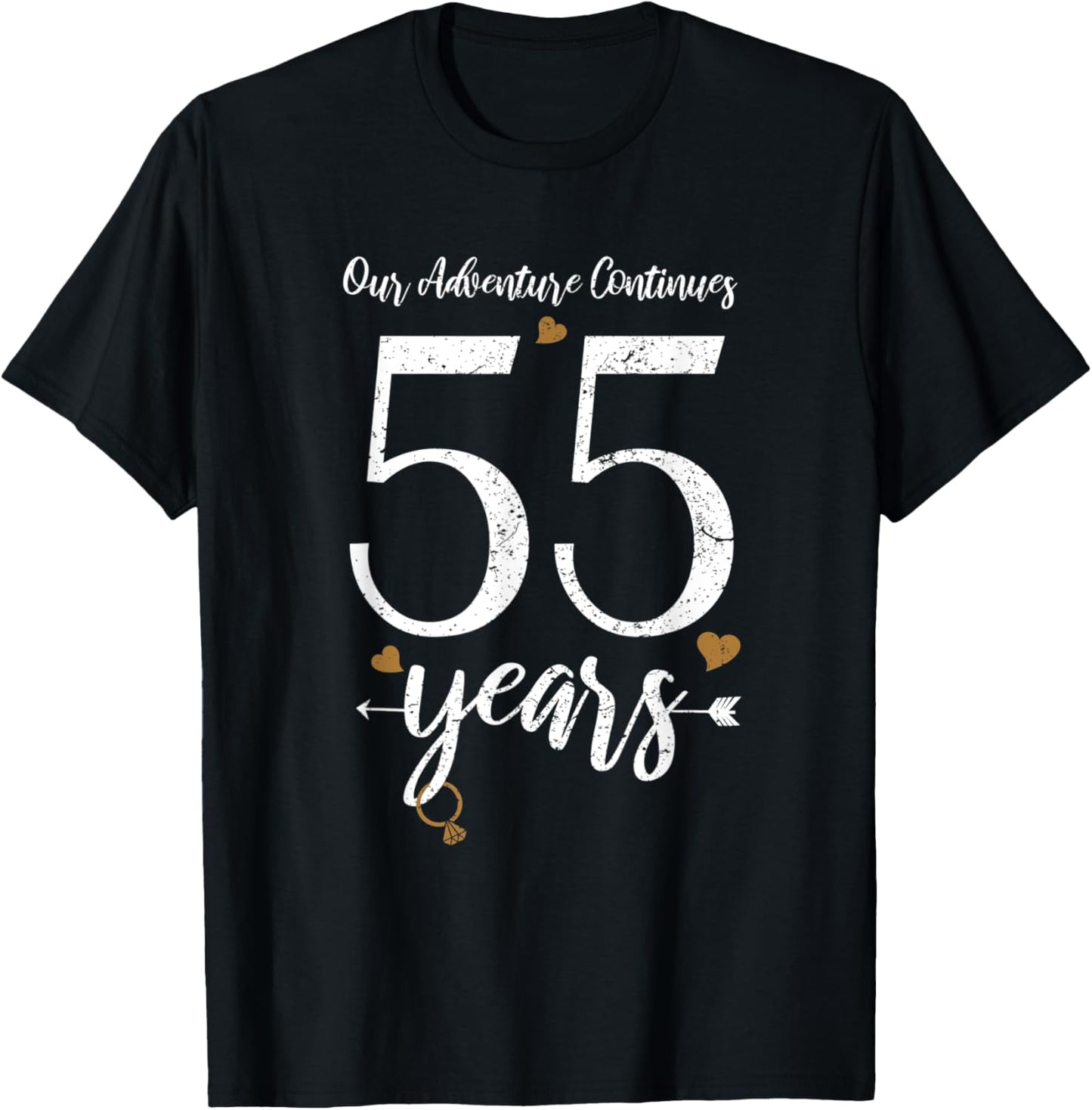 Our Adventures Continues 55 Years - 55th Wedding Anniversary T-Shirt - T-Shirt | Black