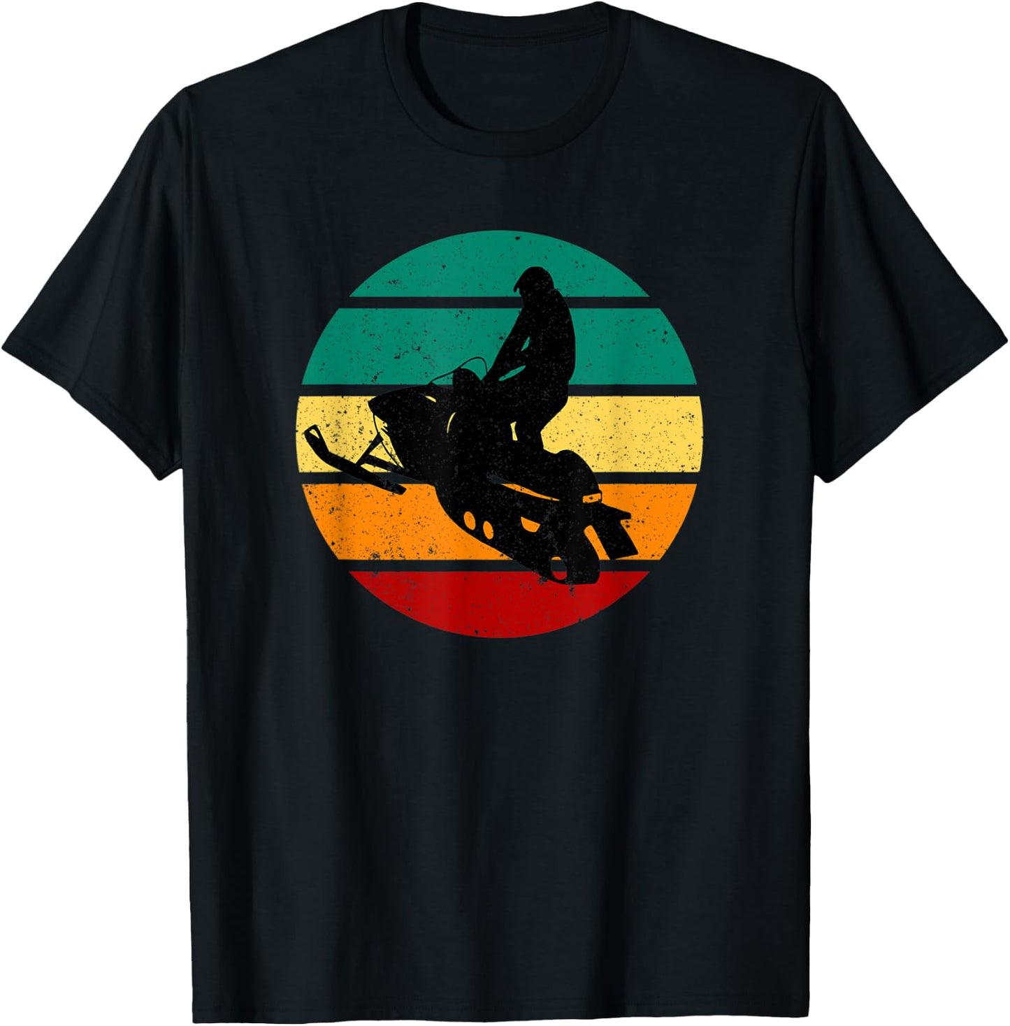 Snowmobile Vintage Motor Sled & Sunset Winter Sports Alpine T-Shirt - T-Shirt | Black