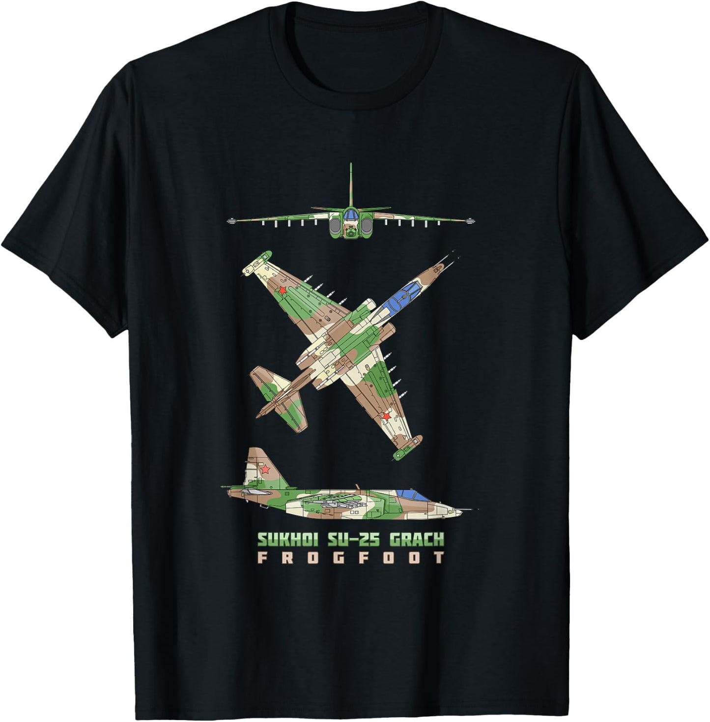 Sukhoi Su-25 Grach Russian Jet Plane Diagram T-Shirt - T-Shirt | Black
