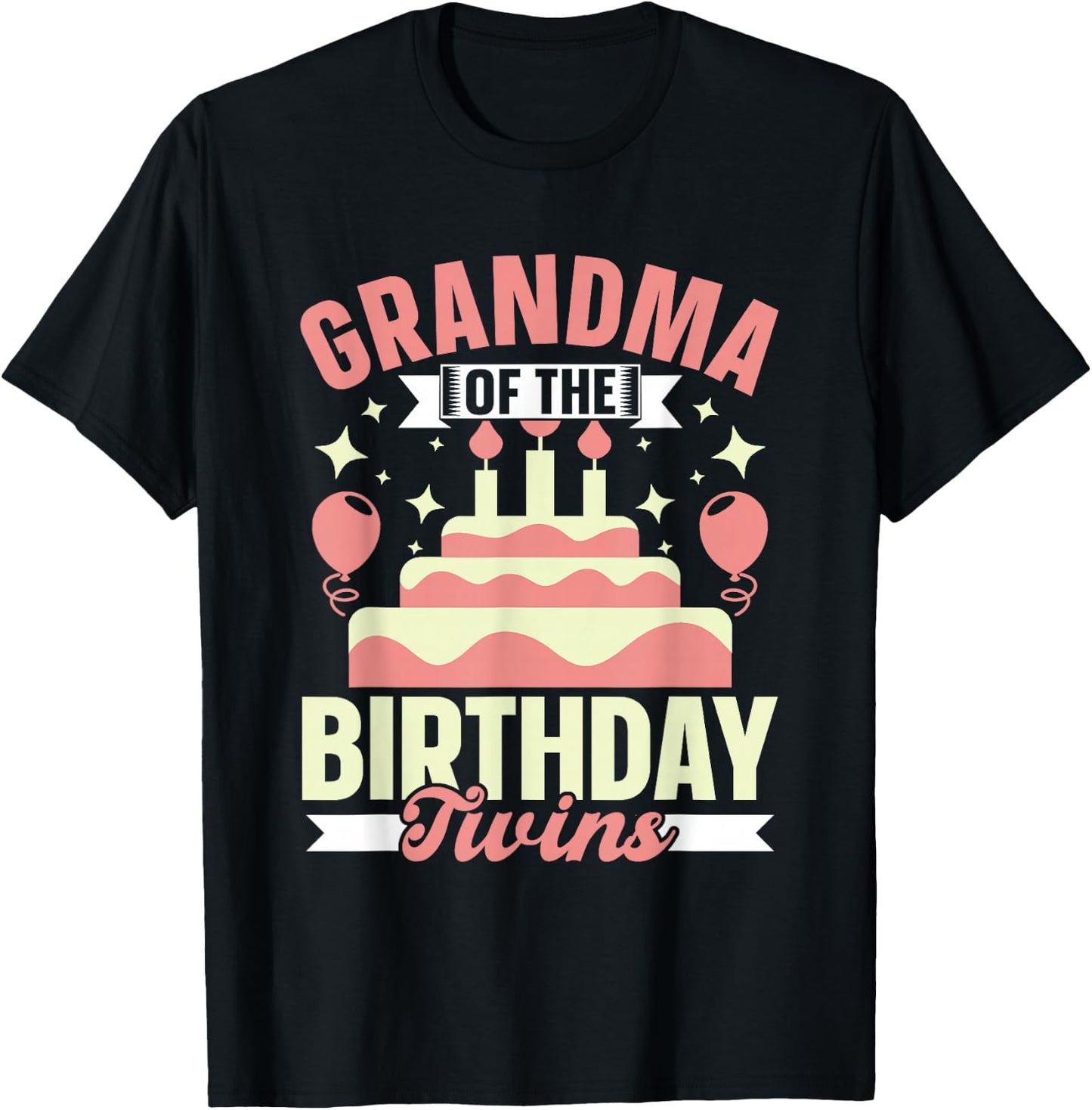 Grandma The Birthday Twins Birthday Twin Grandmother T-Shirt - T-Shirt | Black