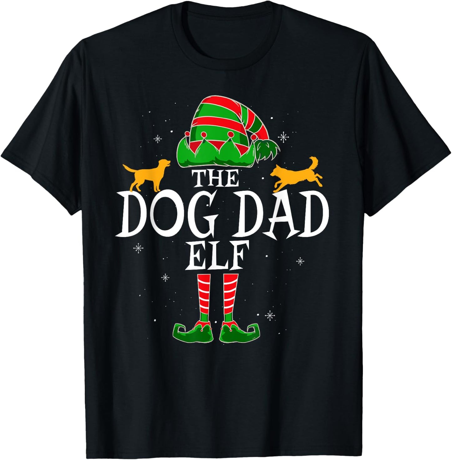 Dog Dad Elf Group Matching Family Christmas Daddy Funny T-Shirt - T-Shirt | Black