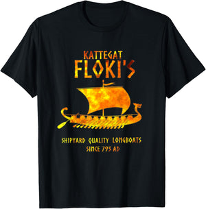 Viking Kattegat Floki Shipyard Fire Funny Gift Vikings lover T-Shirt - T-Shirt | Black