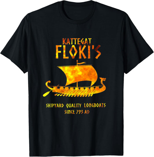 Viking Kattegat Floki Shipyard Fire Funny Gift Vikings lover T-Shirt - T-Shirt | Black