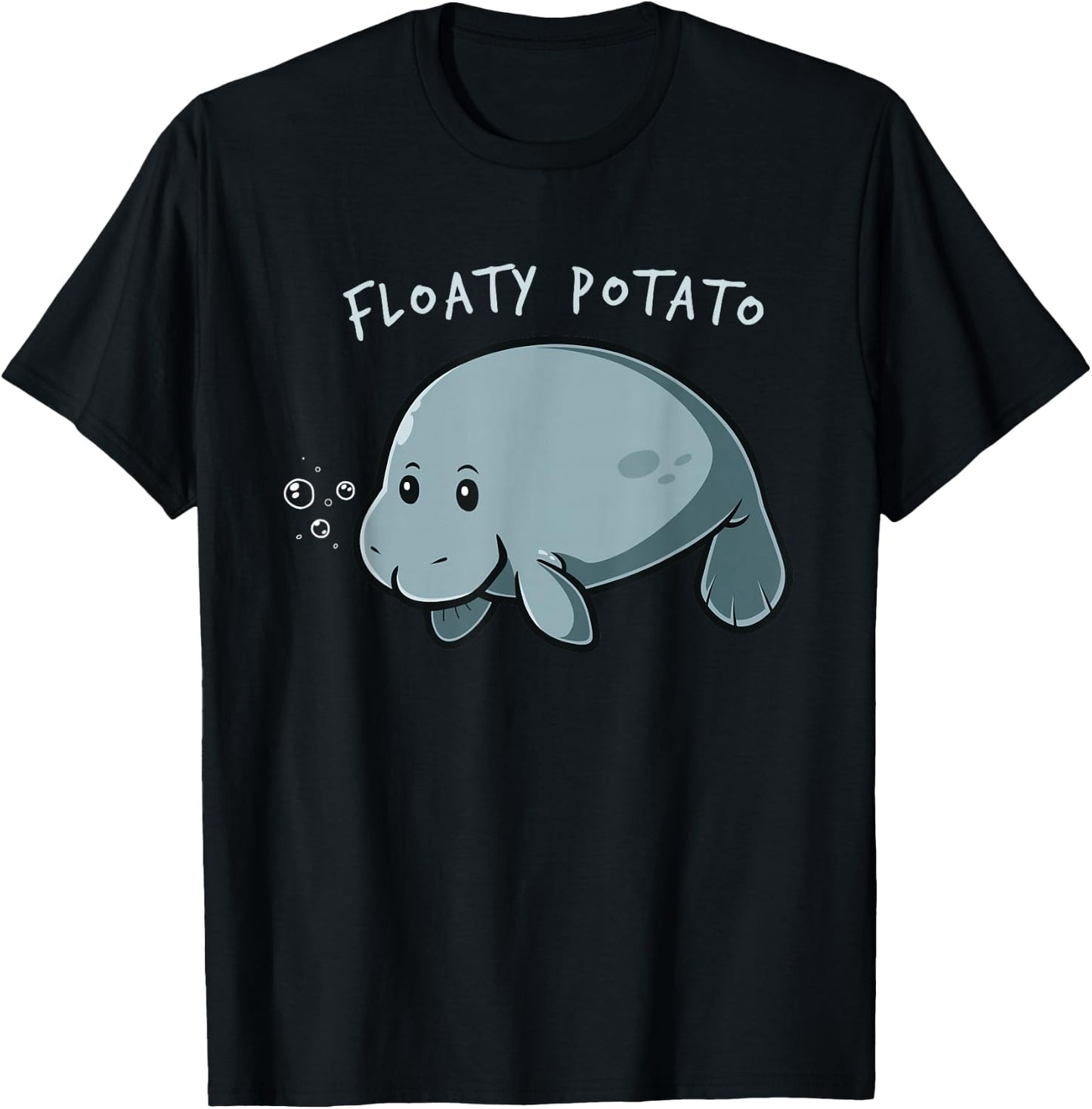 Flaoty Potato Manatee Funny Manati Manatee Chubby Mermaid T-Shirt - T-Shirt | Black