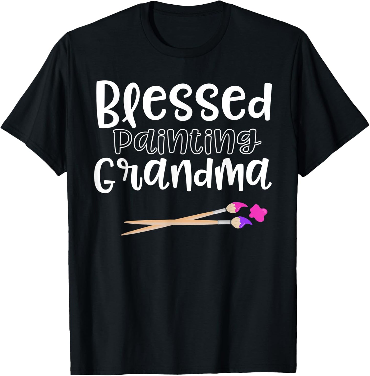 Art Gifts Artist Blessed Painting Grandma Shirt T-Shirt - T-Shirt | Black