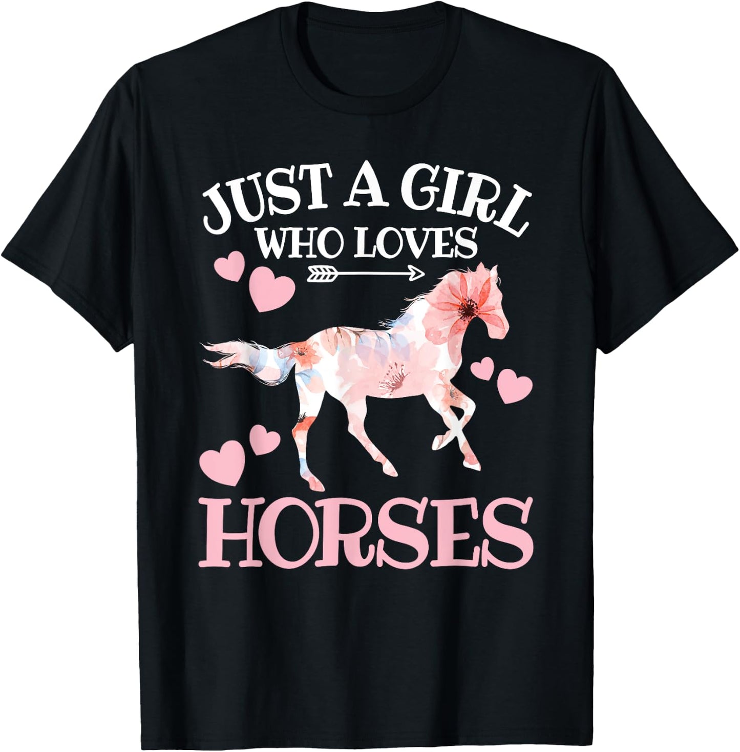 Just A Girl Who Loves Horses Teen Girls Horse Lover T-Shirt - T-Shirt | Black